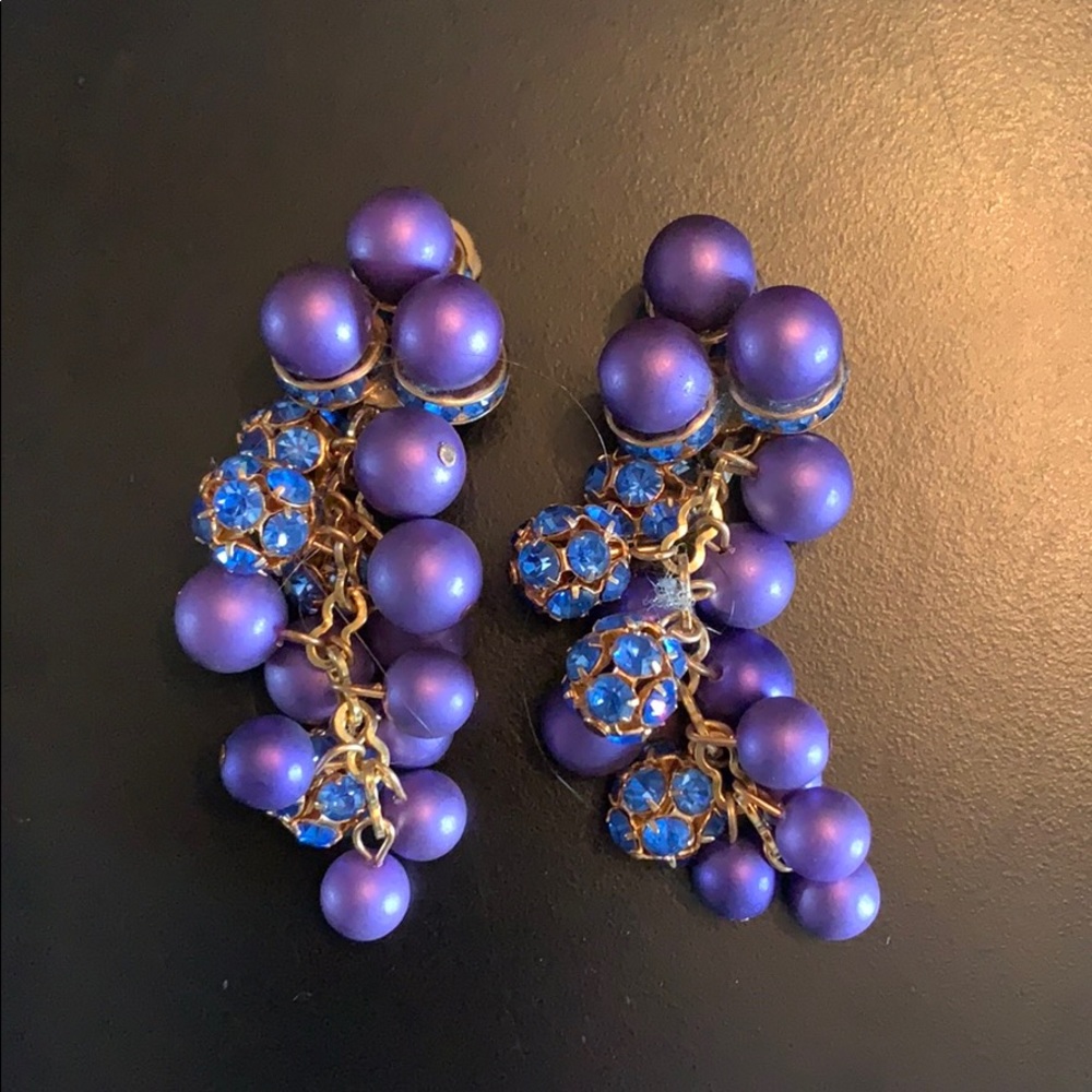 Vintage d’angle bobble earrings. Purple & blue